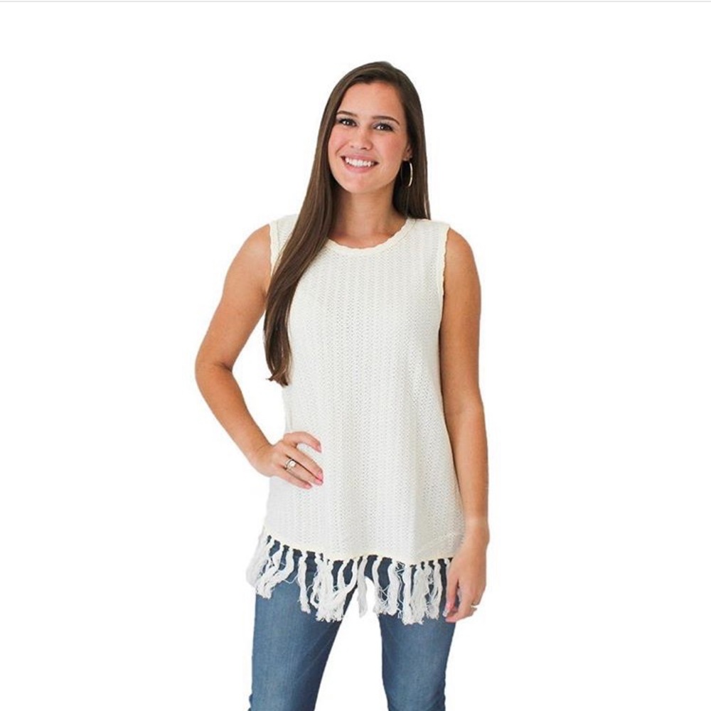 Boutique Sweater Tank with Tassels
